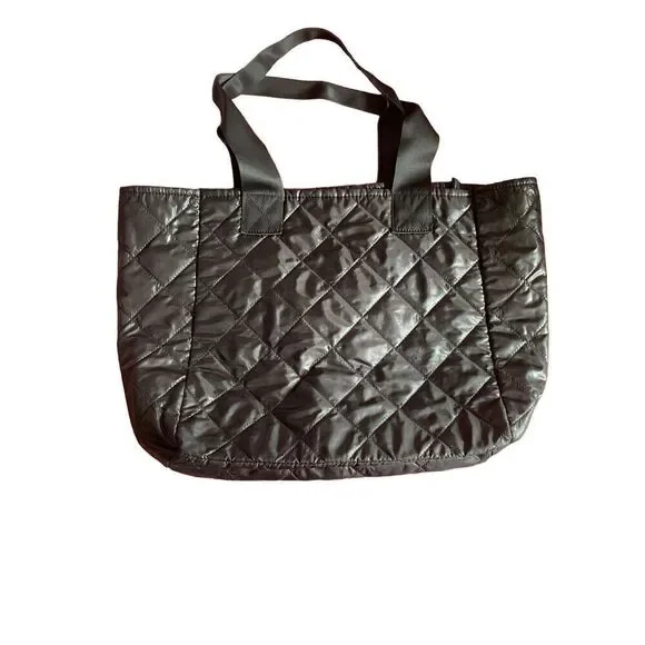 Saks Fifth Avenue women’s black nylon quilted tote bag 16 x 19 x 5  - Picture 2 of 4